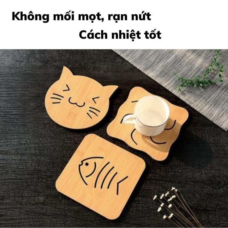 Miếng lót nồi bằng gỗ họa tiết decor đáng yêu
