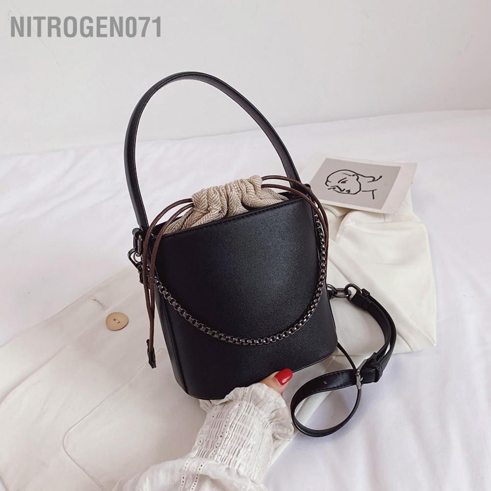 Nitrogen071 Nitrogen071 Bucket Bag Exquisite Compact PU Artificial Leather Drawstring Pocket for Women Wife Girlfriend