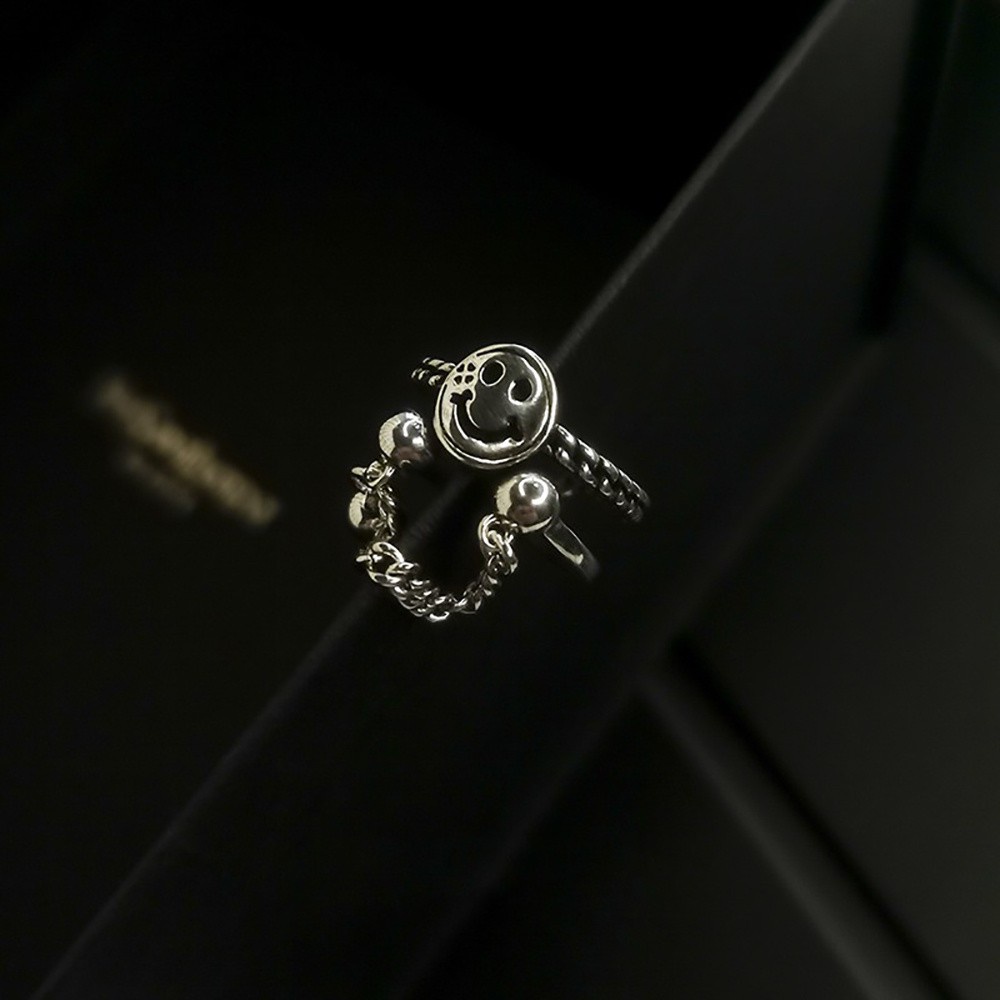 Nhẫn Đeo Ngón Tay Bằng Hợp Kim Hình Mặt Cười Phong Cách Vintage Thời Trang Cho Nữ