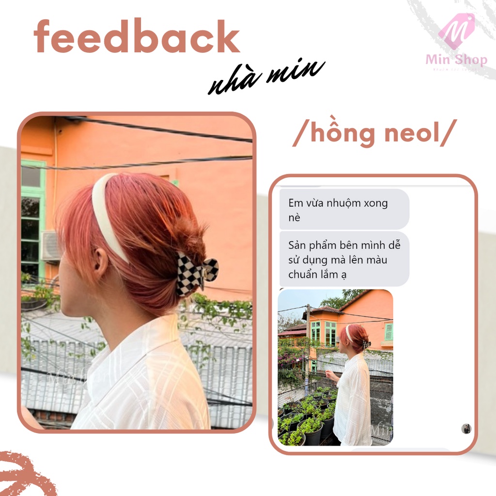 Thuốc nhuộm tóc Hồng, Thuốc nhuộm tóc màu Hồng Neol, MIN.HAIR, tặng kèm oxy trợ dưỡng và bao tay