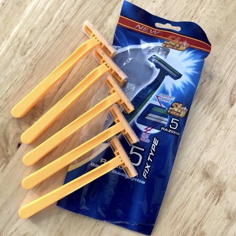 Set 5 Dao Cạo Râu 2 Lưỡi Cán Nhựa Giá Rẻ