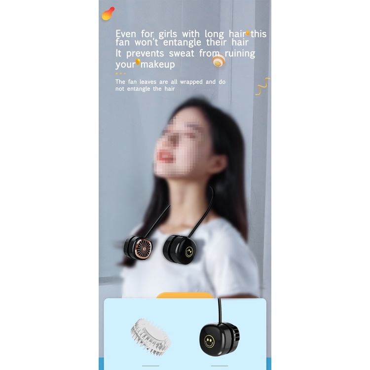 Quạt đeo cổ JIASHI không ồn có tay cầm cho các môn thể thao ngoài trời