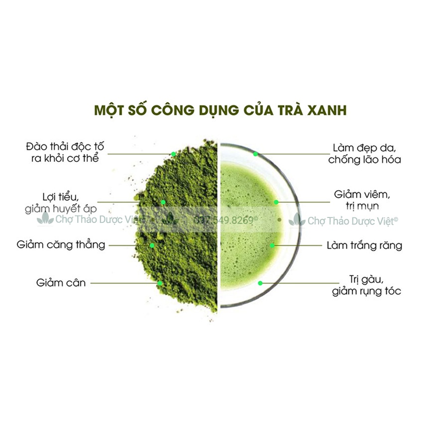 Bột trà xanh nguyên chất 100g ( Bột matcha sấy lạnh giúp thanh nhiệt cơ thể) - Chợ Thảo Dược Việt