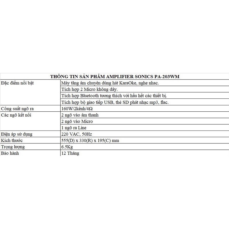 MÁY TĂNG ÂM ARIRANG PA-203WM