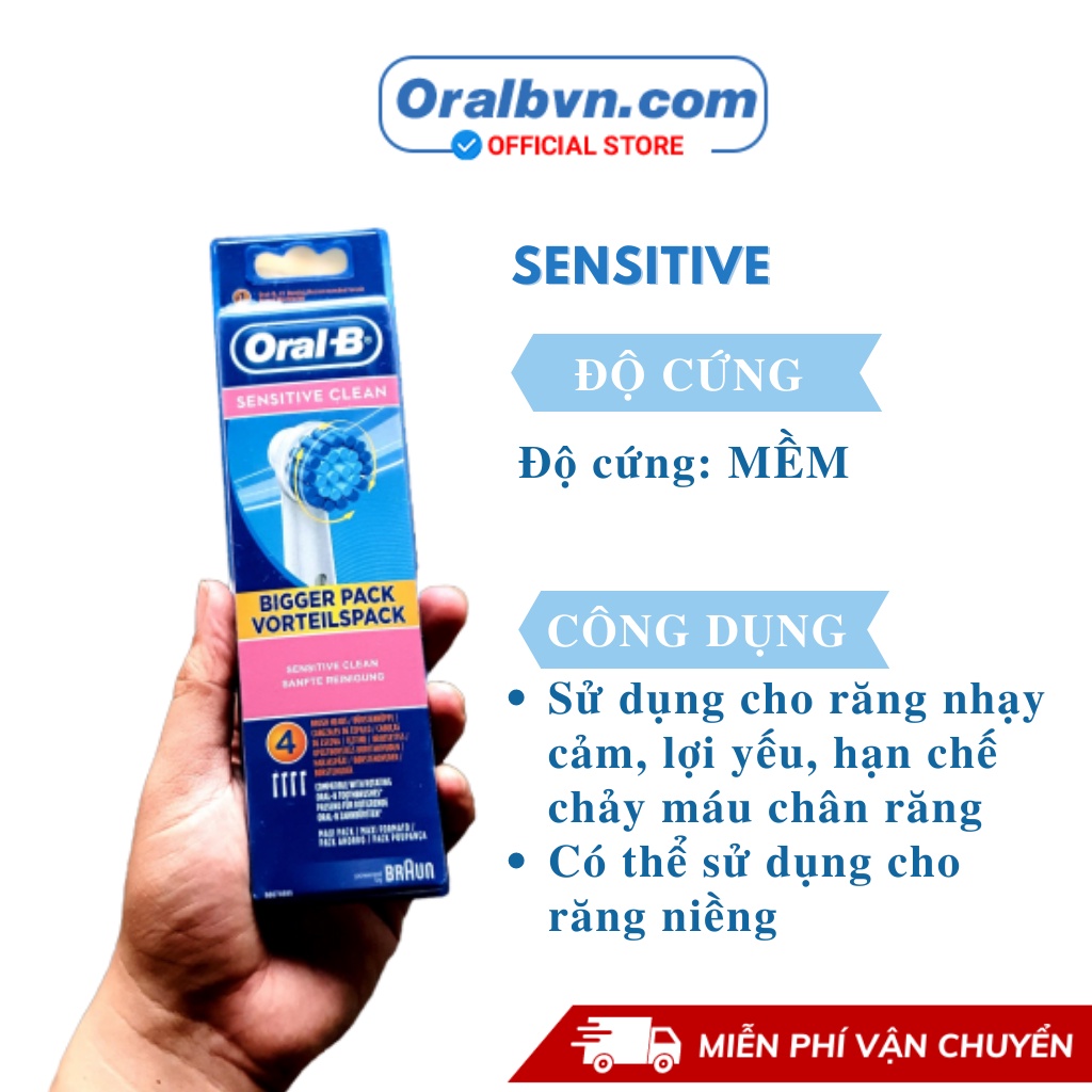 Đầu bàn chải điện Oral B thay thế SENSITIVE dành cho răng nhạy cảm, bảo vệ nướu hạn chế chảy máu răng