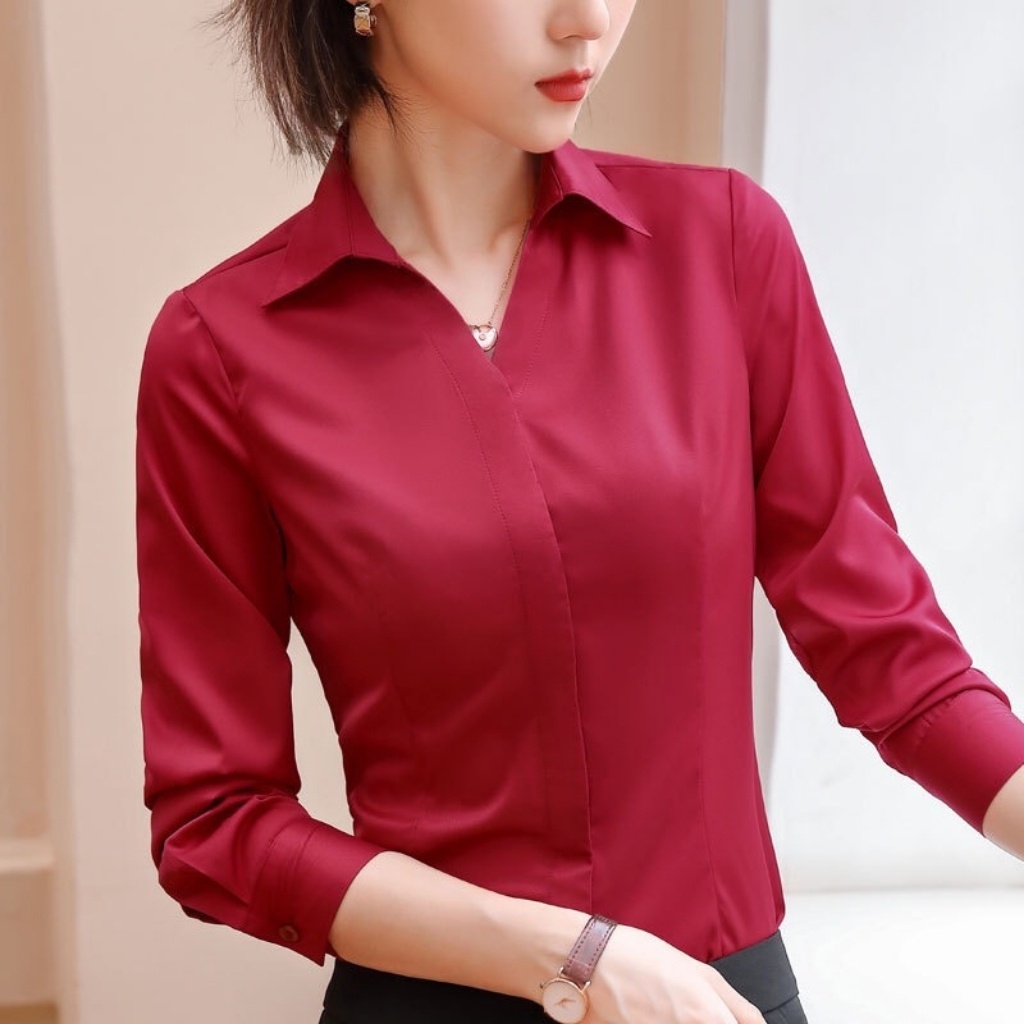 Sơ mi nữ trơn dài tay PONIVA Mã A158 Thời trang Mixup shop Thiết kế sơ mi thanh lịch