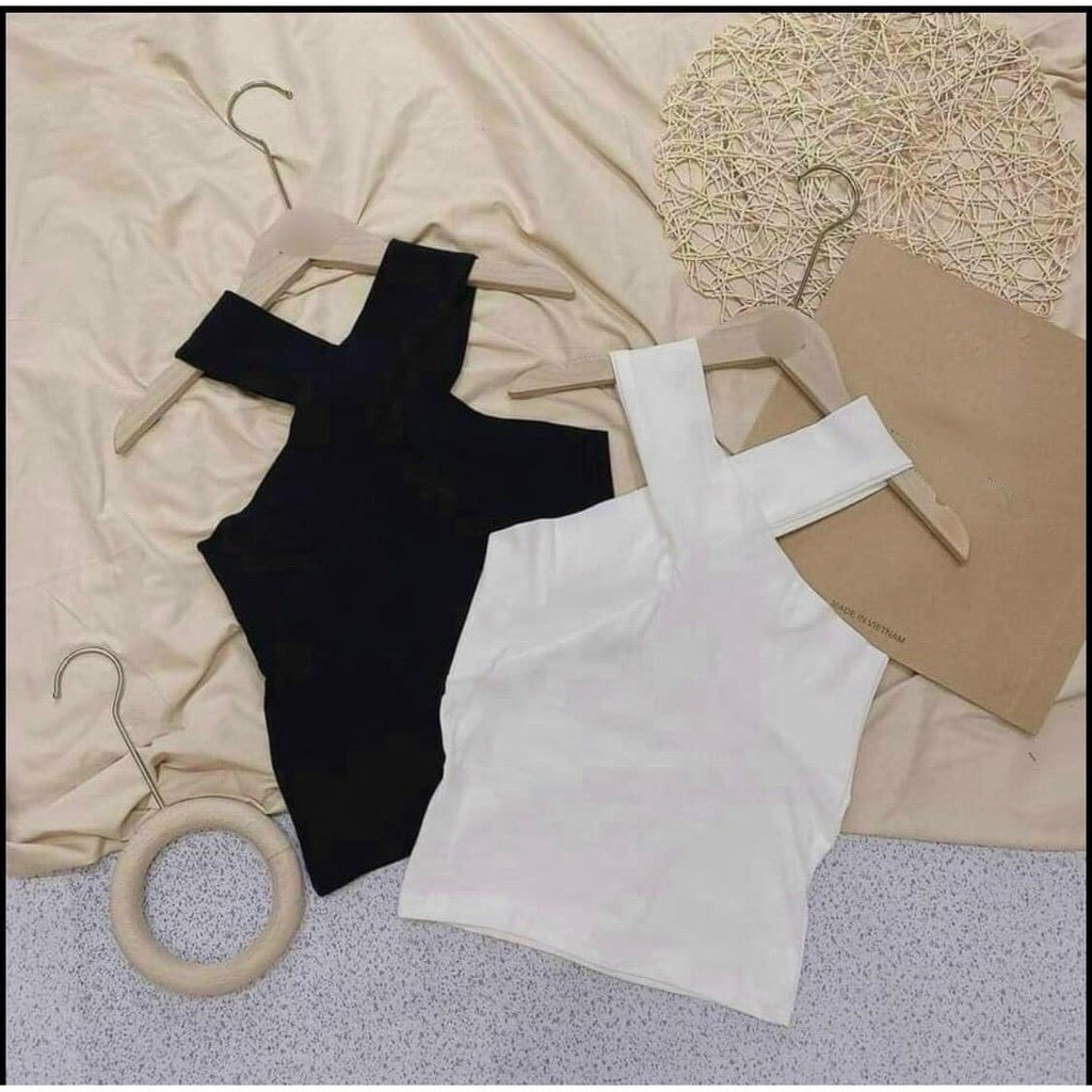 Áo croptop kiểu dáng ôm hai dây đan chéo nữ , Croptop nữ kiểu ôm body chất bozip