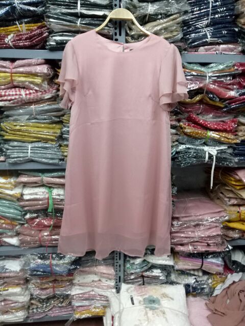 Đầm bầu xinh BAA538 dáng dài màu hồng Váy bầu dạo phố (kèm ảnh thật)