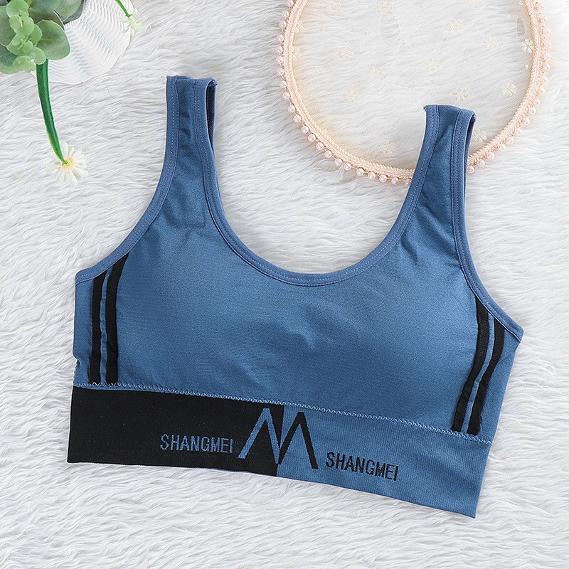 Áo tập crop top phối sọc tập gym thoải mái - Áo Bra Thun Dệt Shangmei