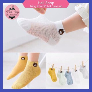 Tất cho bé ❤️freeship❤️ set 5 đôi tất lưới thêu .hình gấu cho bé.