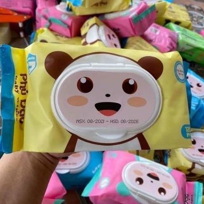 Khăn giấy ướt baby Thiên Phúc 120 tờ hình gấu siêu dai mềm mịn không mùi cho bé