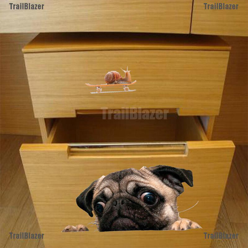 Miếng Dán Hình Chó Pug 3d Vui Nhộn Trang Trí Đa Năng