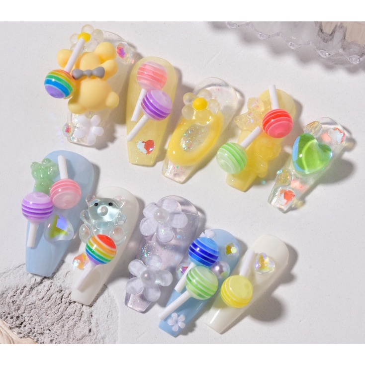 Set 5 Kẹo Mút Đủ Màu Tráng Trí Móng