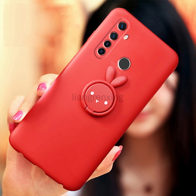 Ốp lưng realme 5 realme 5i realme 5 pro 5s realme 6i realme c3 Ốp điện thoại silicon dẻo họa tiết hoạt hình chú thỏ kèm giá đỡ cho realme 5 5i 5 pro 5s 6i c3