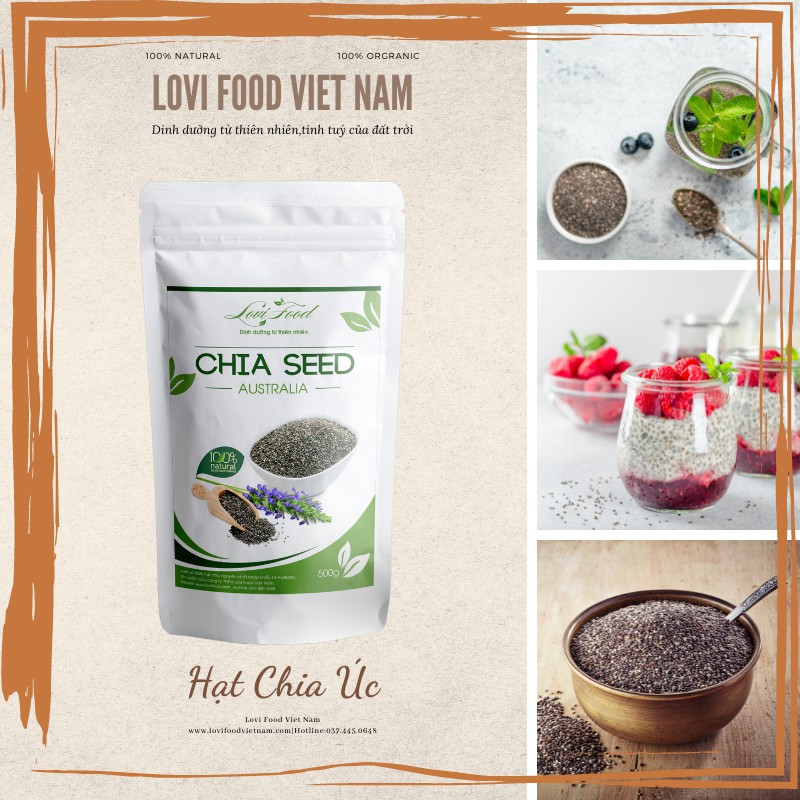 HẠT CHIA ÚC - 500gram HẠT CAO CẤP nhập khẩu trực tiếp từ Australia - Lovi Food Việt Nam