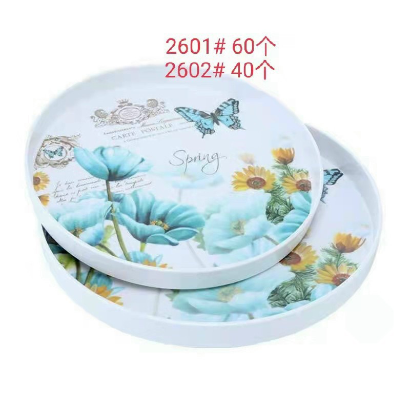 Khay nhựa tròn có vành, Khay bằng nhựa Melamine, kích thước 30 – 34 cm