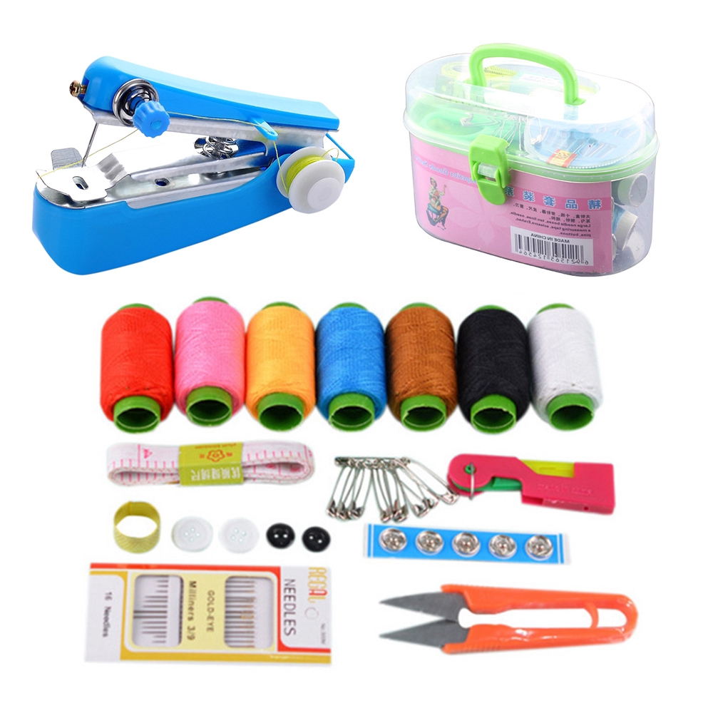 Mini Portable Multifunctional Sewing Set Useful Handheld Sewing Machine Set Household