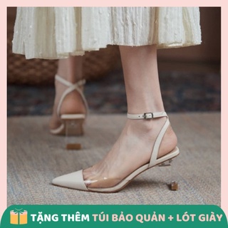 Giày cao gót mũi nhọn Colee gót trong suốt cao 7.5cm(kèm video và ảnh thật)