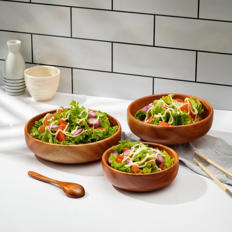Tô gỗ bát gỗ salad Chén gỗ ăn cơm đựng đồ ăn hàng tự nhiên nhiều kích cỡ - ACACIA