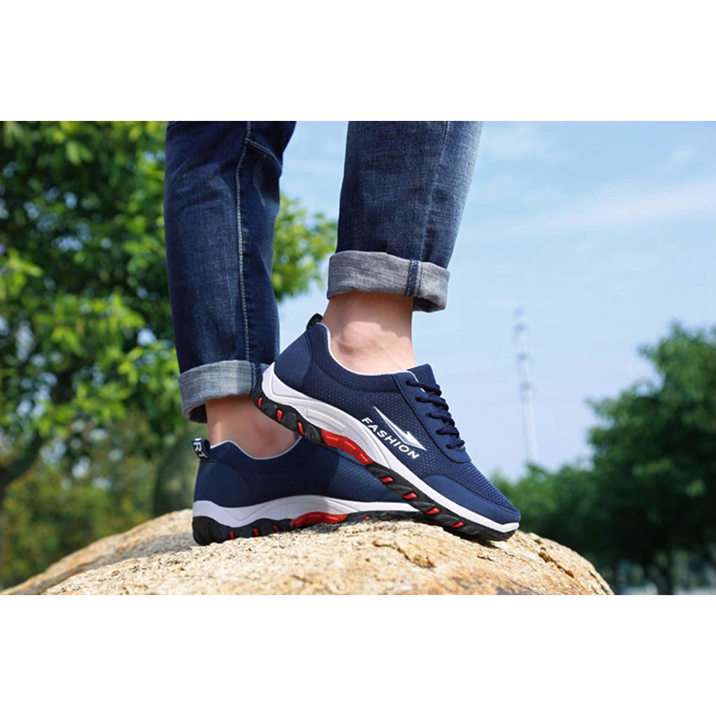 Giày Sneaker nam, Giày thể thao vải nam, 2 màu đen - xanh, đế cao su 2 lớp, có rãnh chống bắn nước, ma sát cao G150 | BigBuy360 - bigbuy360.vn