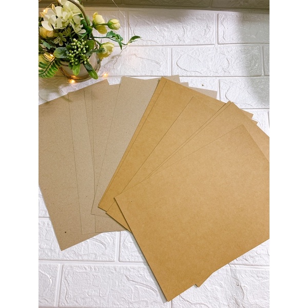 Combo 5-10 tờ Giấy kraft 200-250gsm 1 mặt và 2 mặt khổ a4 dùng làm thiệp, love box tone nâu vintage
