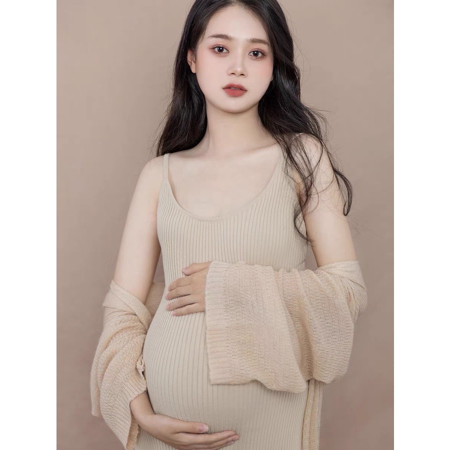 Áo khoác bầu cadigan len mỏng mix ngoài siêu xinh