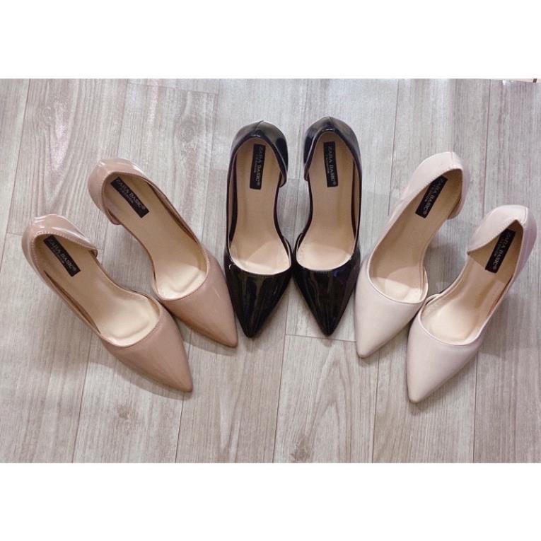 Giày cao gót hở eo mũi nhọn size 36 màu kem/nâu ✔️