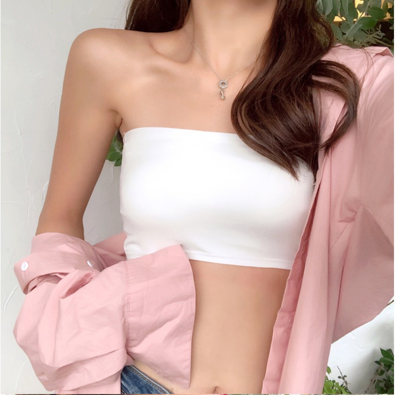 Áo ống SUXI cúp ngực kiểu dáng ngắn quyến rũ đơn giản dành cho nữ