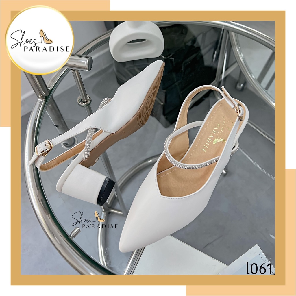 Giày cao gót 5p nữ đế vuông mũi nhọn bít mũi 5 phân shoes paradise L061