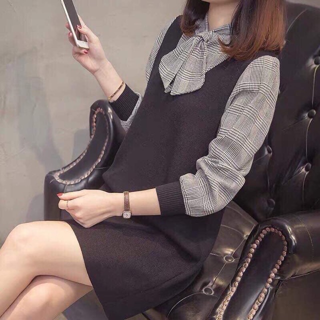 Váy len quảng châu pha sơmi | BigBuy360 - bigbuy360.vn