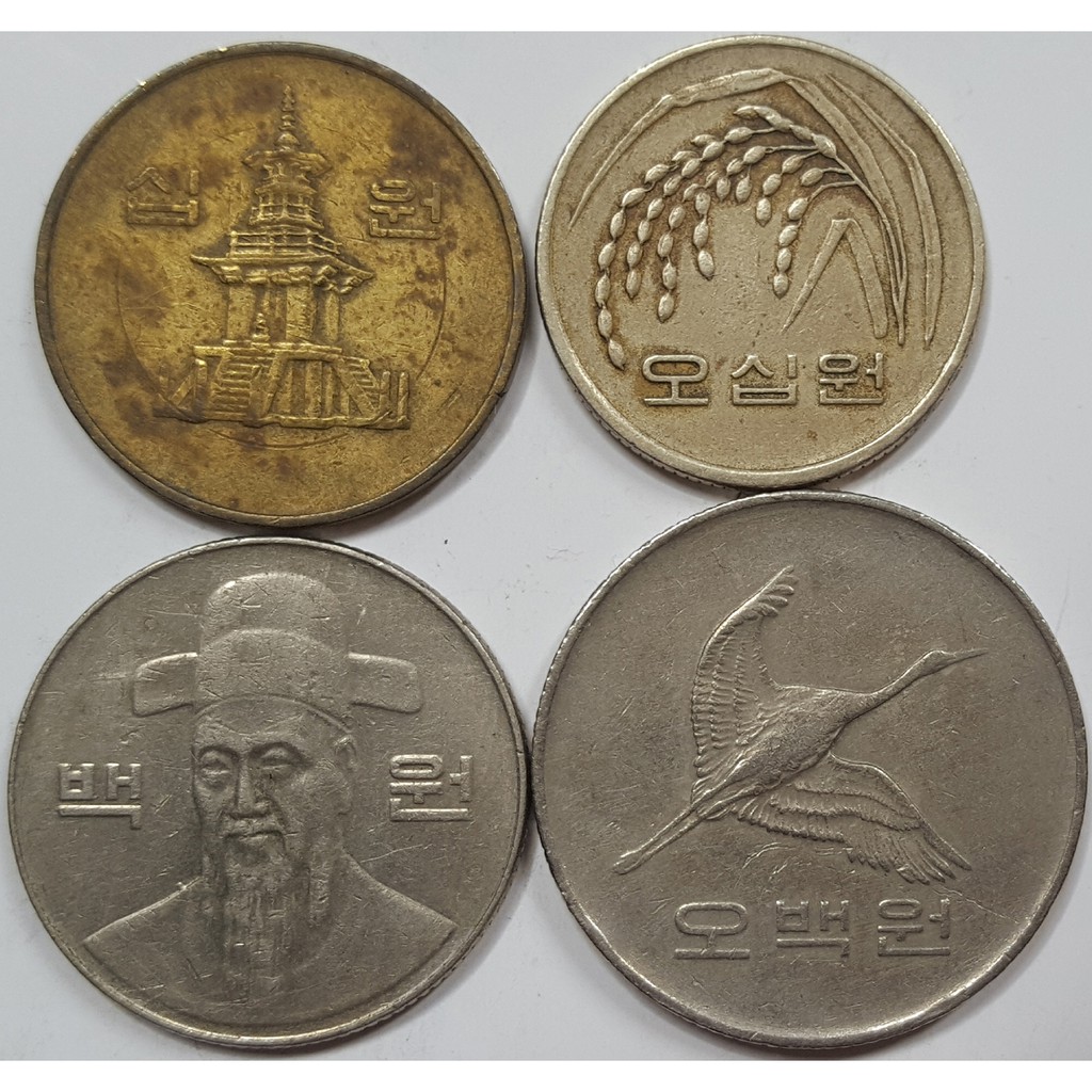 Bộ 4 đồng xu Hàn Quốc (South Korea) phát hành 1983-Nay