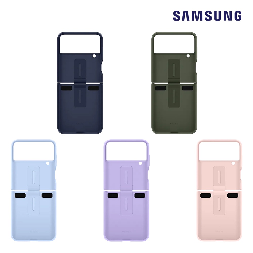 Ốp điện thoại silicon chính hãng có vòng đỡ màu hồng tím kaki xanh navy cho Samsung Z Flip 4 flip4