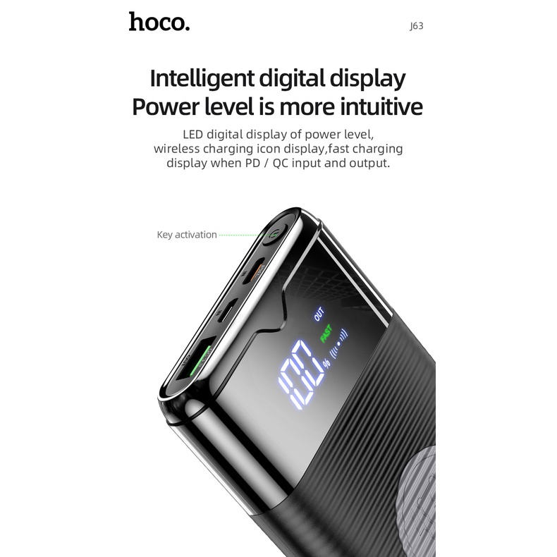 Pin sạc dự phòng Hoco j63 pd20w +qc3.0 10000 mah thích hợp cho 11 12 se samsung oppo