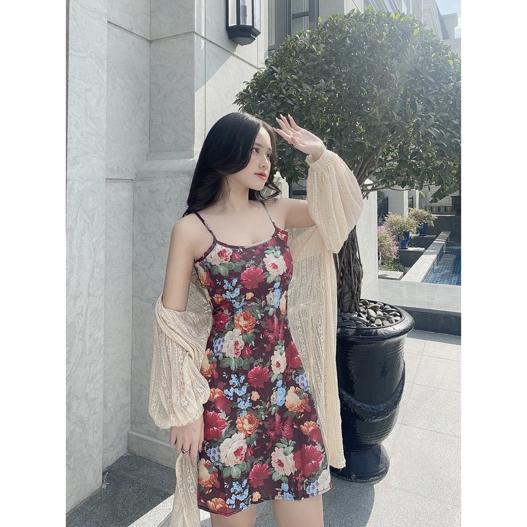 Đầm hoa hai dây tôn dáng HDT37 Hỉn Hỉn Store