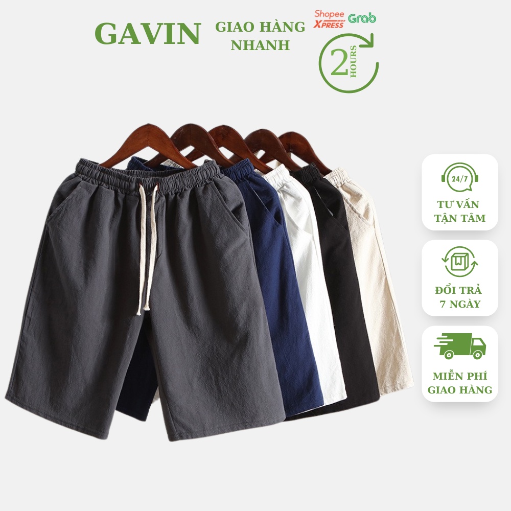 Quần short nam Gavin chất đũi mềm mát, Quần ngố nam vải đũi mặc nhà đi biển siêu cá tính mùa hè(SD79)
