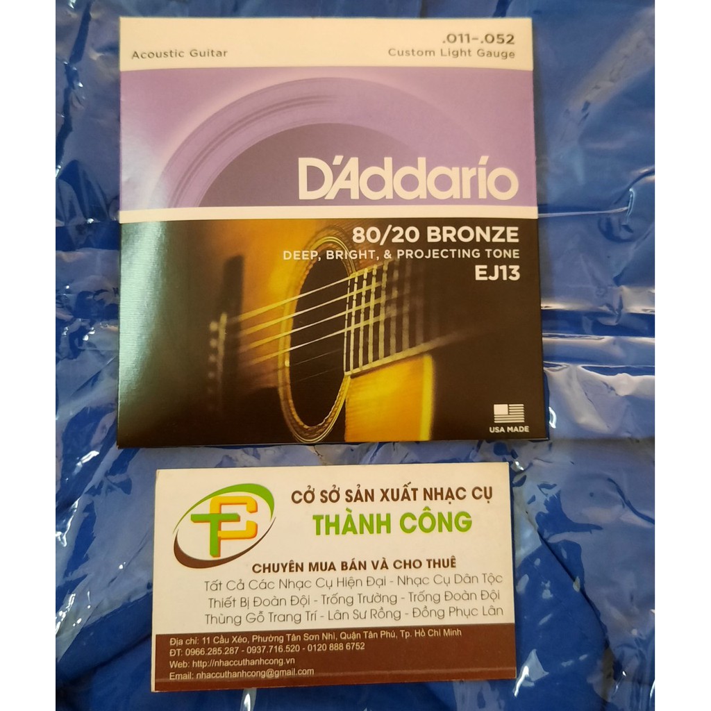 Dây đàn guitar Acoustic D'Addario EJ13 chính hãng,bộ 6 dây đàn d'addario EJ13