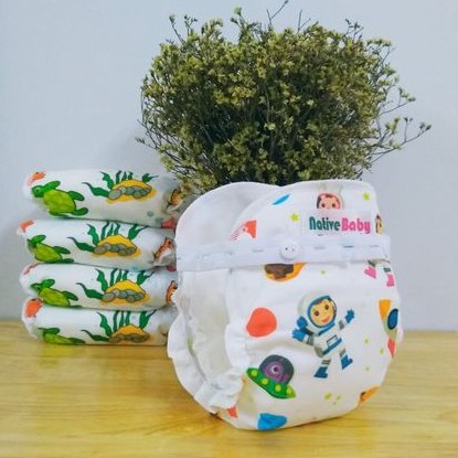 SET 4 bỉm vải Native Baby chống hăm, chống tràn - Free size 0-3 tuổi (tối đa 15kg)