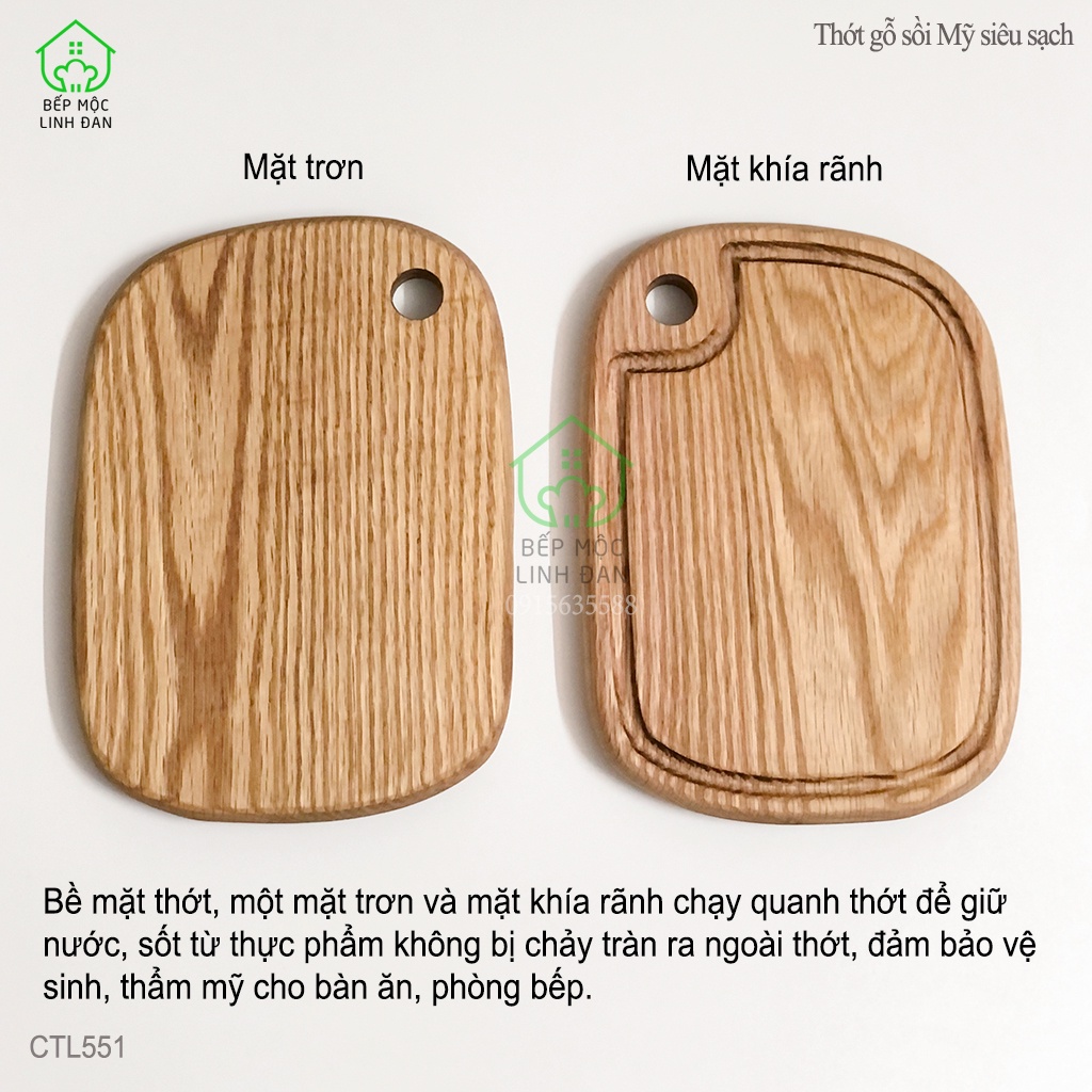 [Mã BMBAU50 giảm 10% đơn 99k] Khay/Thớt Gỗ Sồi Mỹ HAHANCO Siêu Sạch Kiểu Dáng Siêu Xinh 16cm x 22cm - CTL551