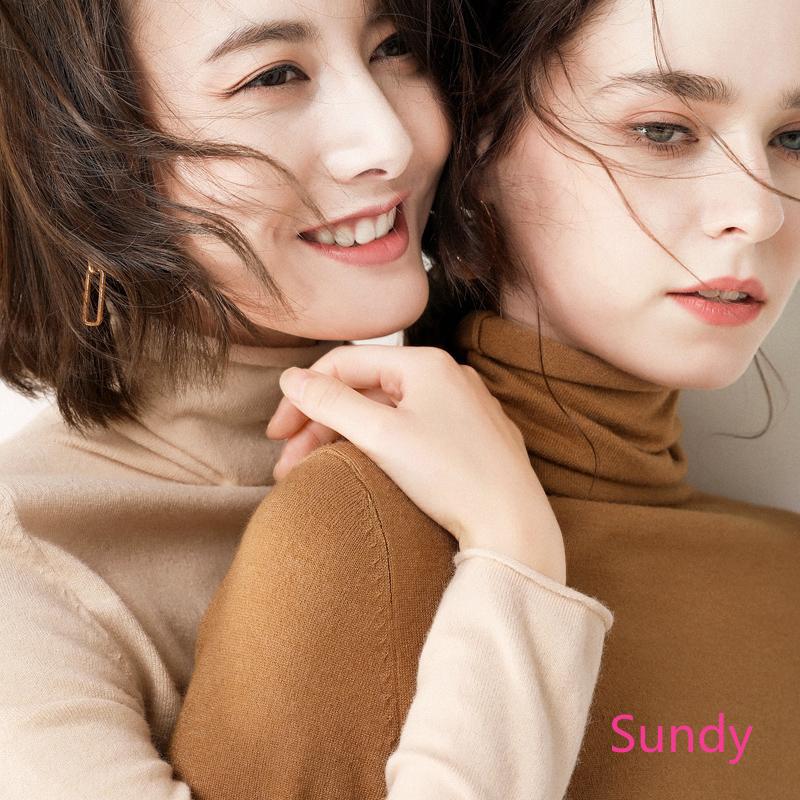 Áo thun cổ lọ thời trang nữ màu trơn