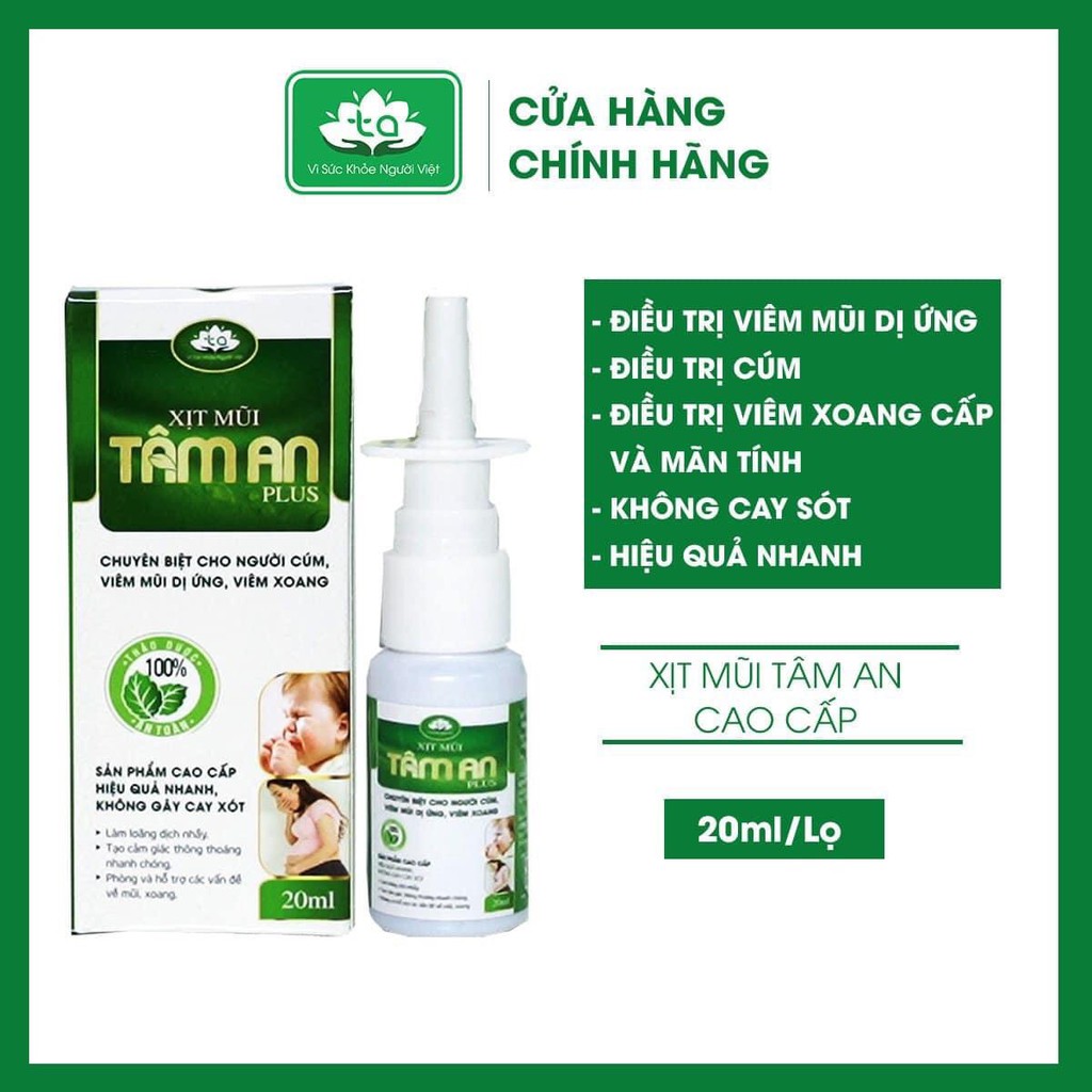 [HÀNG CHÍNH HÃNG] XỊT MŨI TÂM AN KHÔNG CAY XÓT