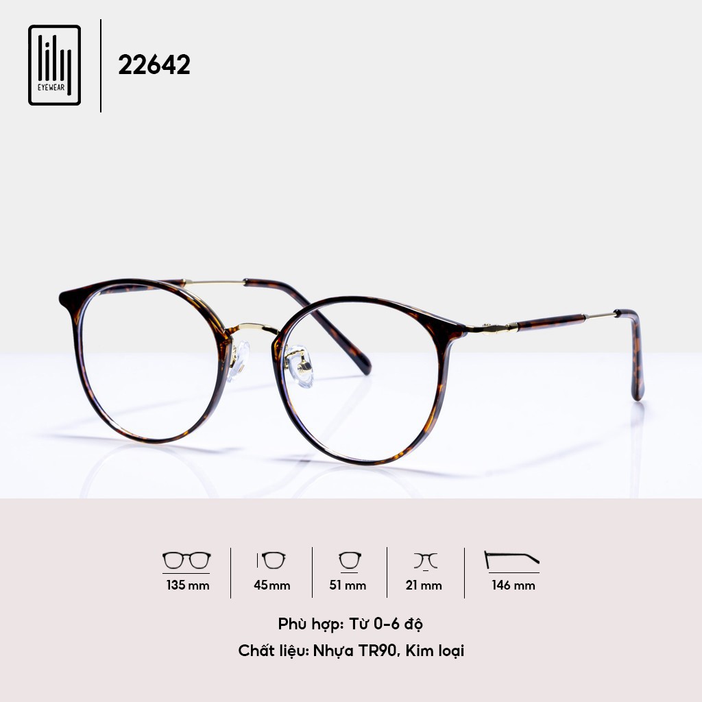 Gọng kính cận nữ Lilyeyewear mắt tròn kim loại gọng mảnh màu sắc thời trang 22642 | BigBuy360 - bigbuy360.vn