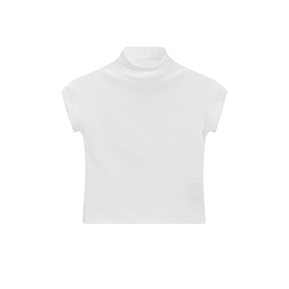Áo Croptop Tay Ngắn Cổ Cao Thiết Kế Ôm Sát Tôn Dáng