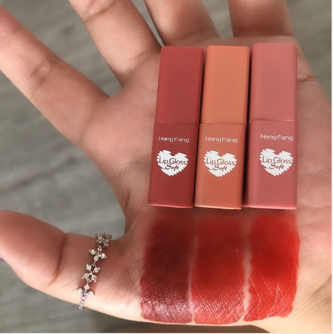 Set 3 Son Bóng Mini Mềm Mịn Lâu Trôi Không Thấm Nước Hengfang | BigBuy360 - bigbuy360.vn