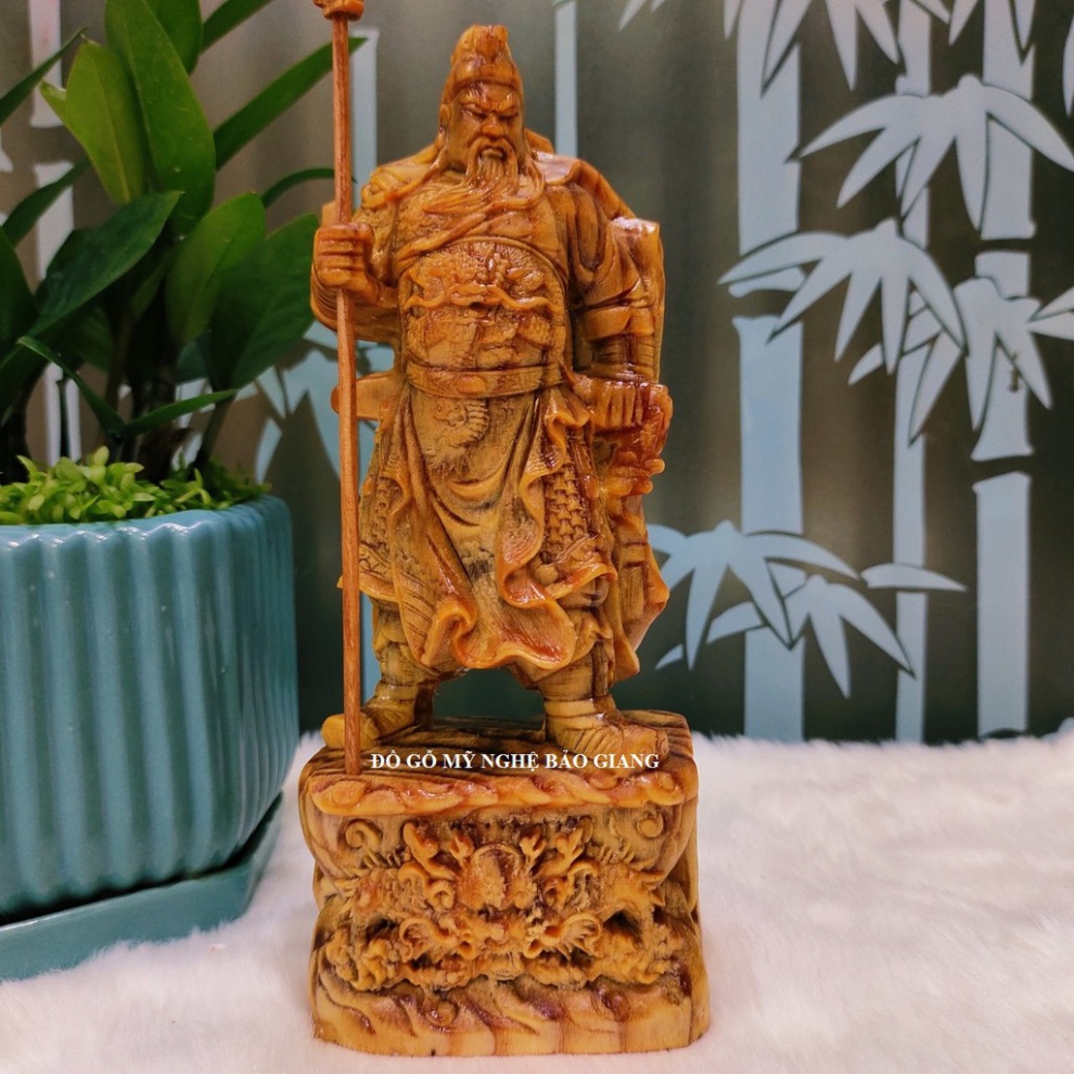 Tượng quan công cao 20 cm gỗ huyết long đế rồng (mẫu mới)