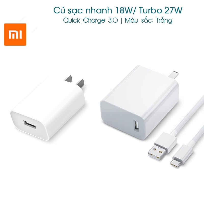 Củ sạc nhanh 18W Xiaomi MDY-08-EH hoặc Xiaomi 27W MDY-10-EH