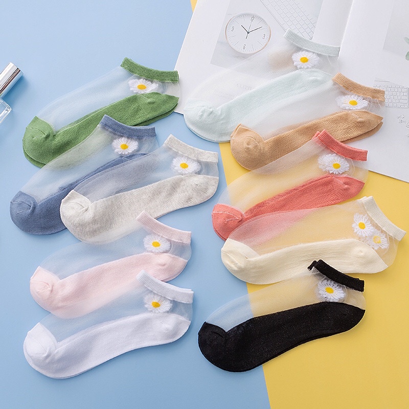 Tất Hoa Cúc Nữ Cổ Thấp Phong Cách Công Chúa Chống Trơn Chống Trượt T09