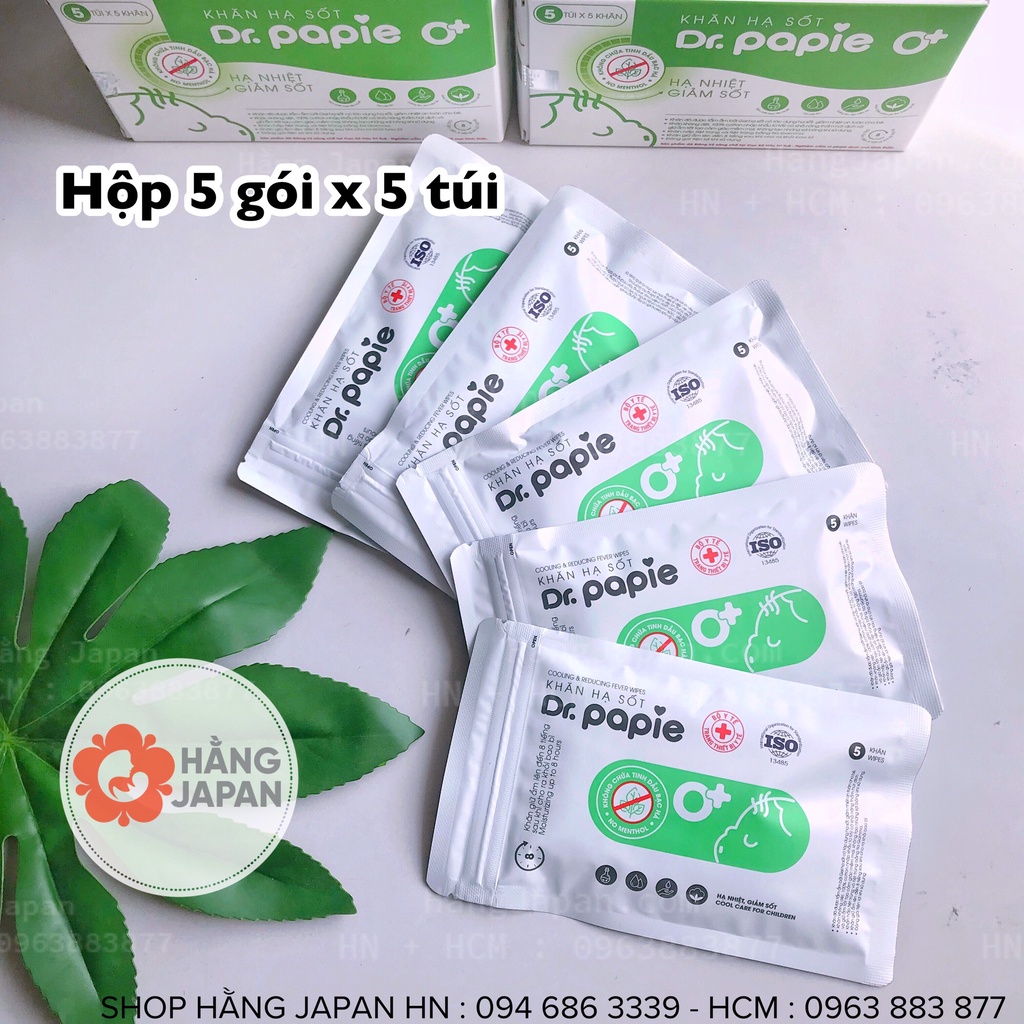 Khăn lau mát hạ sốt Dr.papie cho bé từ 0 tháng tuổi