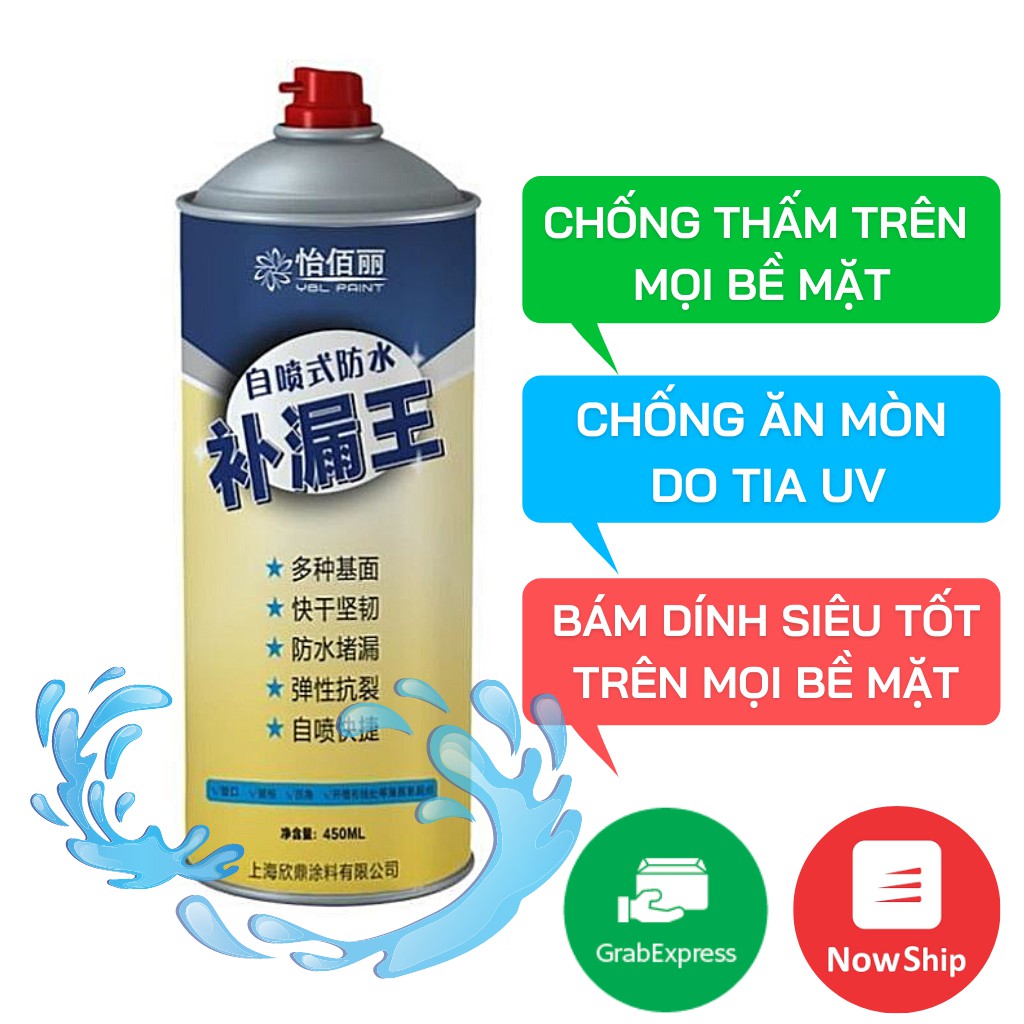 Bình xịt CHỐNG THẤM, CHỐNG DỘT Waterproof Spray Polyurethan - Dung dịch chống thấm dột cho tường và mái nhà