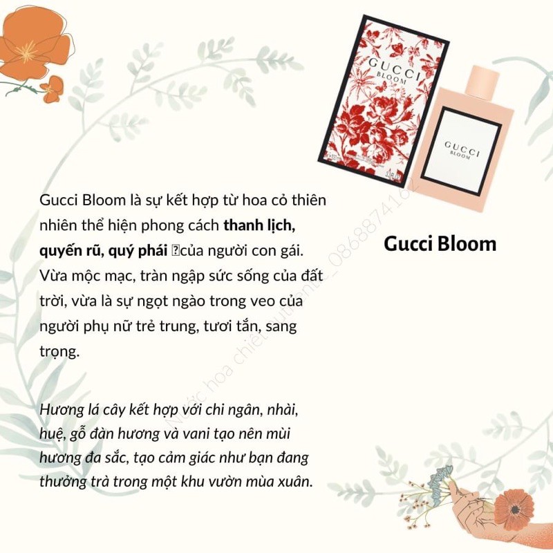 NƯỚC HOA GUCCI BLOOM - CHIẾT TỪ 10ml