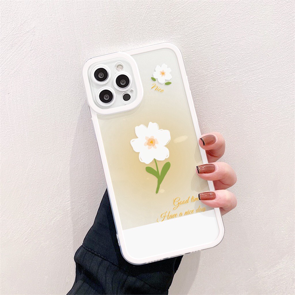 Ốp lưng Iphone viền vuông Hoa Trắng 7/7plus/8/8plus/x/xr/xs/11/12/13/pro/max/plus/promax [Tomax Case]